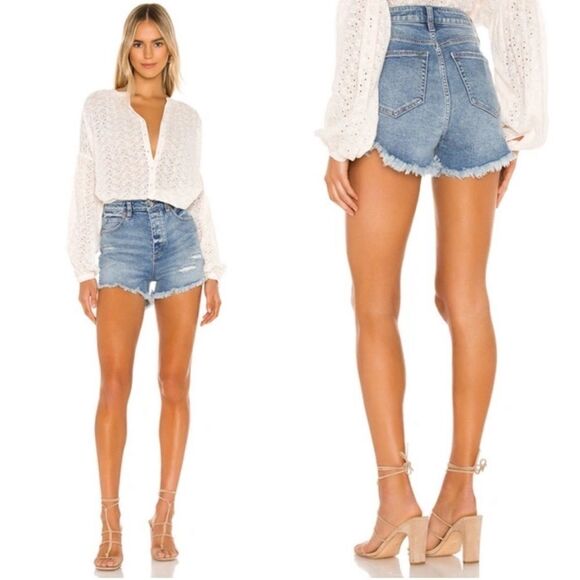 ✨ Free People | We The Free Crvy Vintage High Rise Short in Hightide Blue 29 - Picture 1 of 12